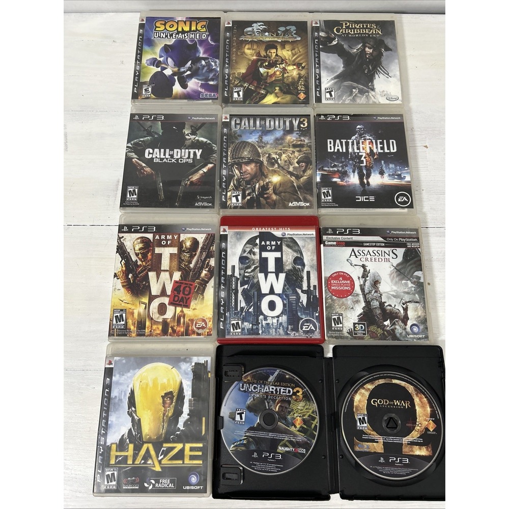 SONY PS3 Lot Of 12 Sonic God of  War Genji Pirates Call Of Duty And More 144